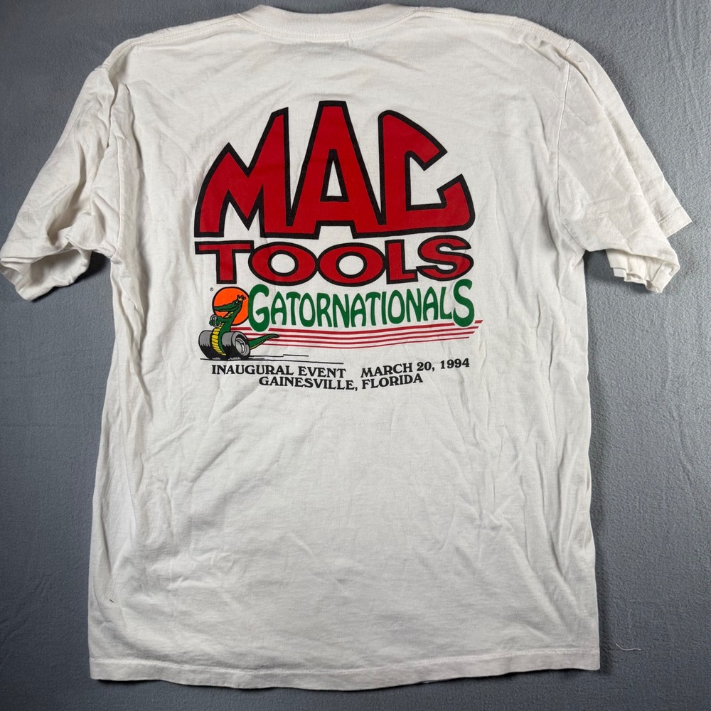 Vintage 1994 Mac Tools Gatornationals T-Shirt XL White Gainesville FL Racing